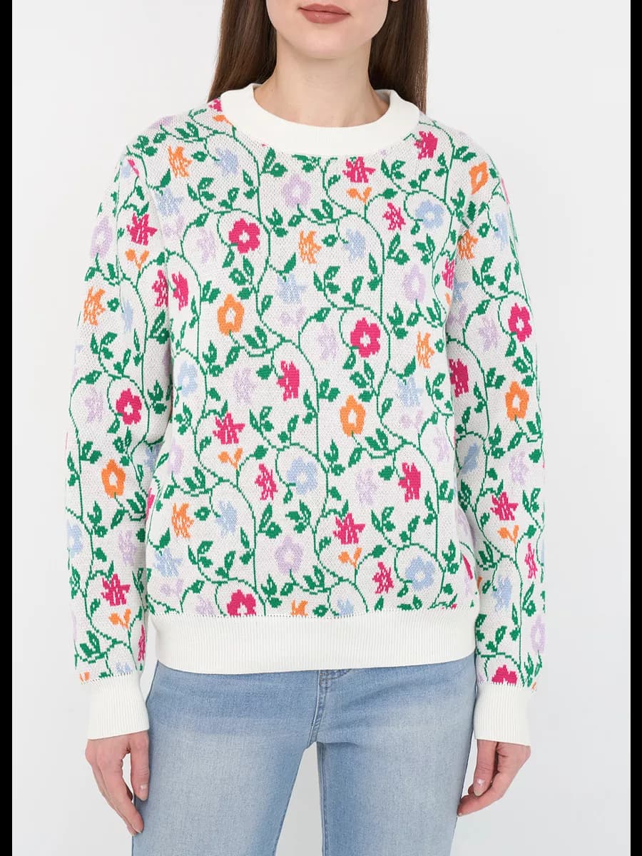 Джемпер вязаный хлопковый с принтом