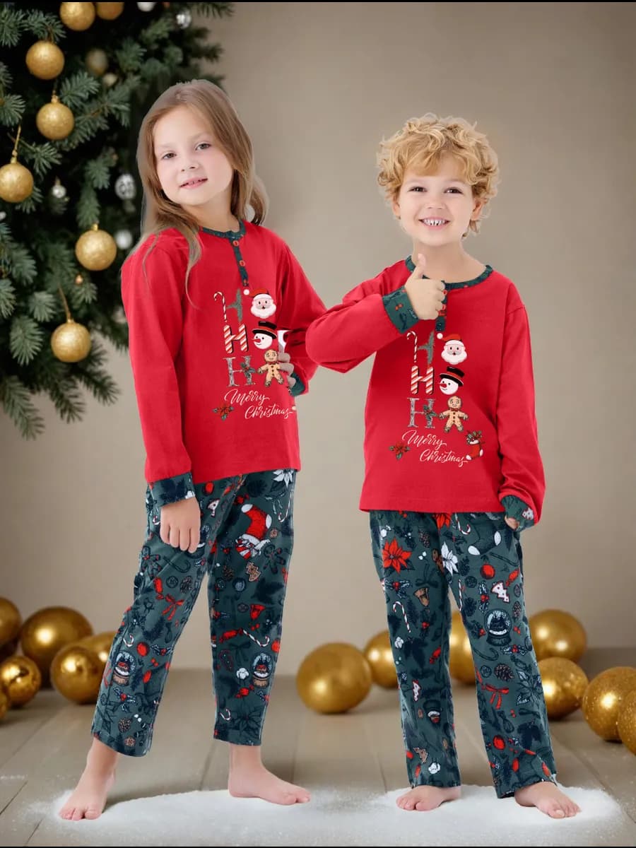 Пижама детская с брюками новогодняя