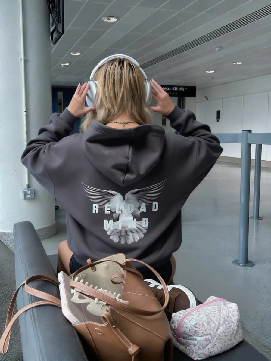 Худи оверсайз с капюшоном базовое с начесом