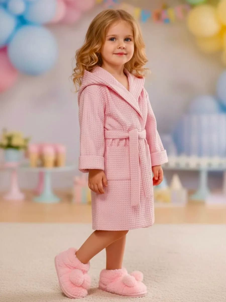 Халат детский вафельный с капюшоном