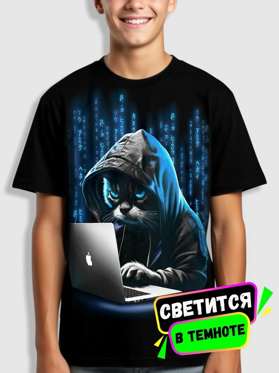 Футболка на подростка мальчика с ярким принтом - фото 1