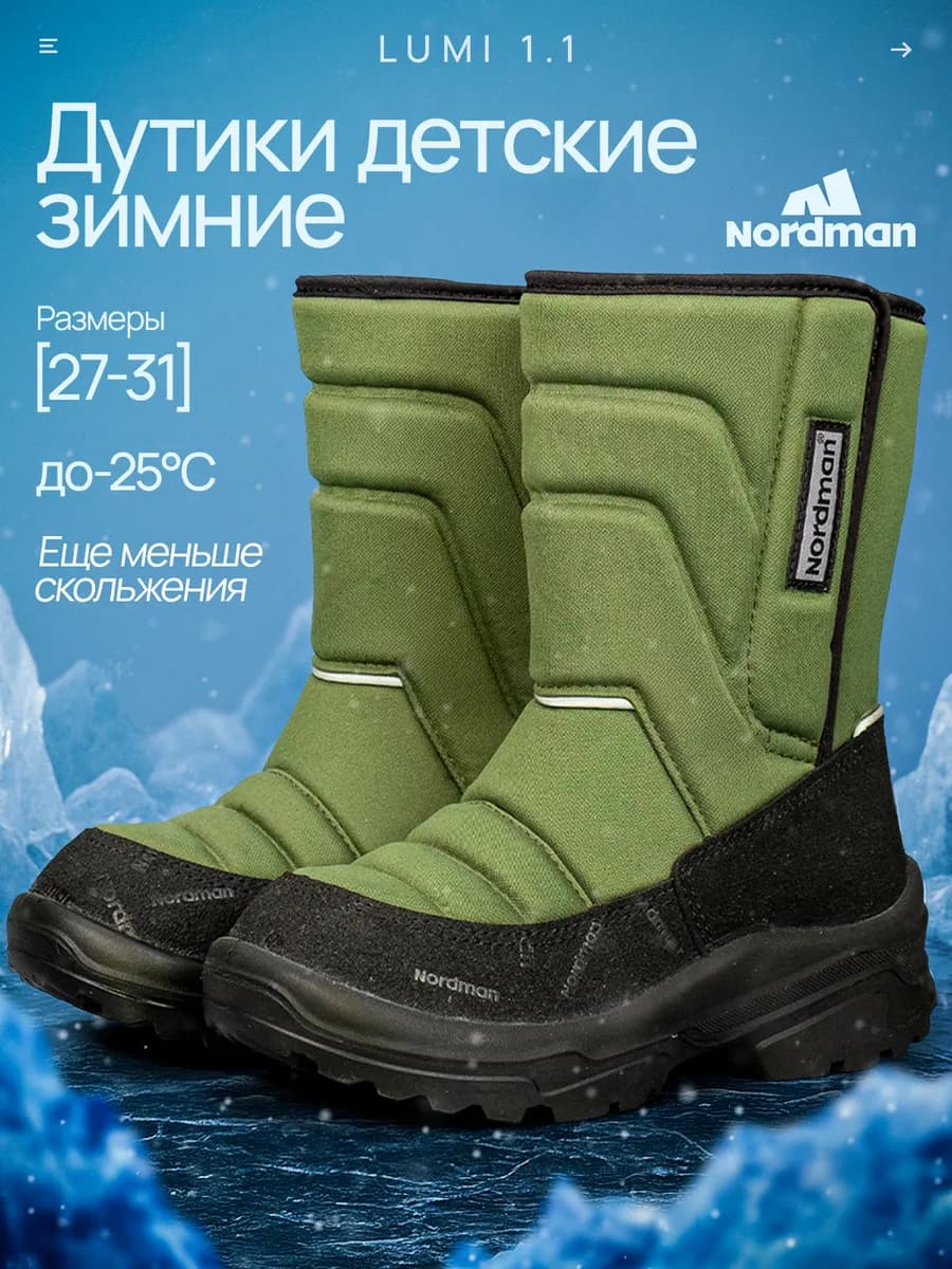 Дутики ботинки Lumi на новой подошве с липучкой дошкольные