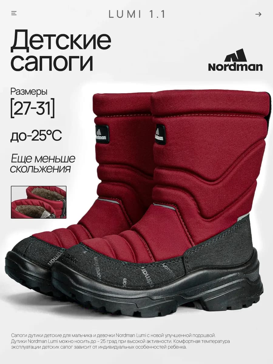 Дутики Lumi на новой подошве без липучки дошкольные