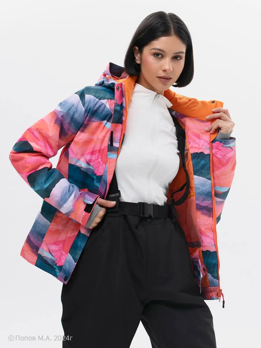 Куртка горнолыжная сноубордическая утепленная с капюшоном