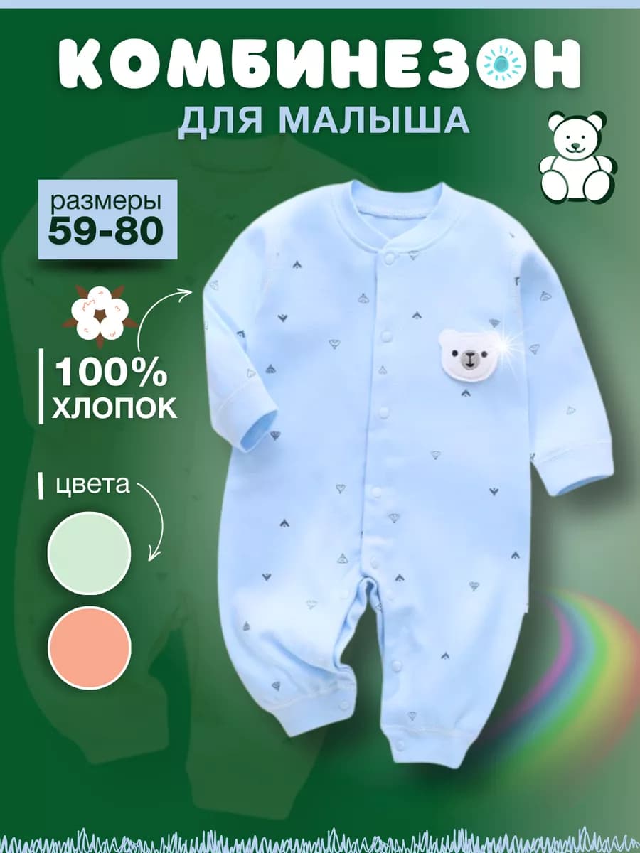 Слип для новорожденных нательный комбинезон на кнопках