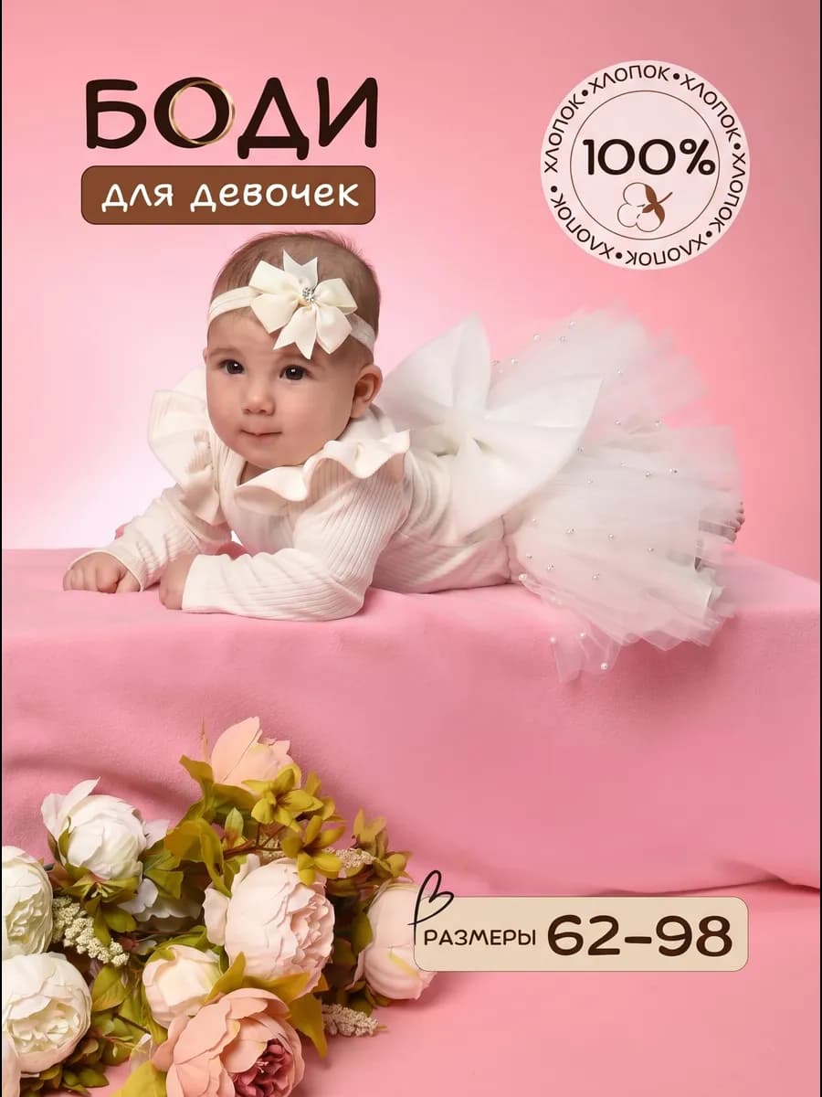 Боди для новорожденных нарядное