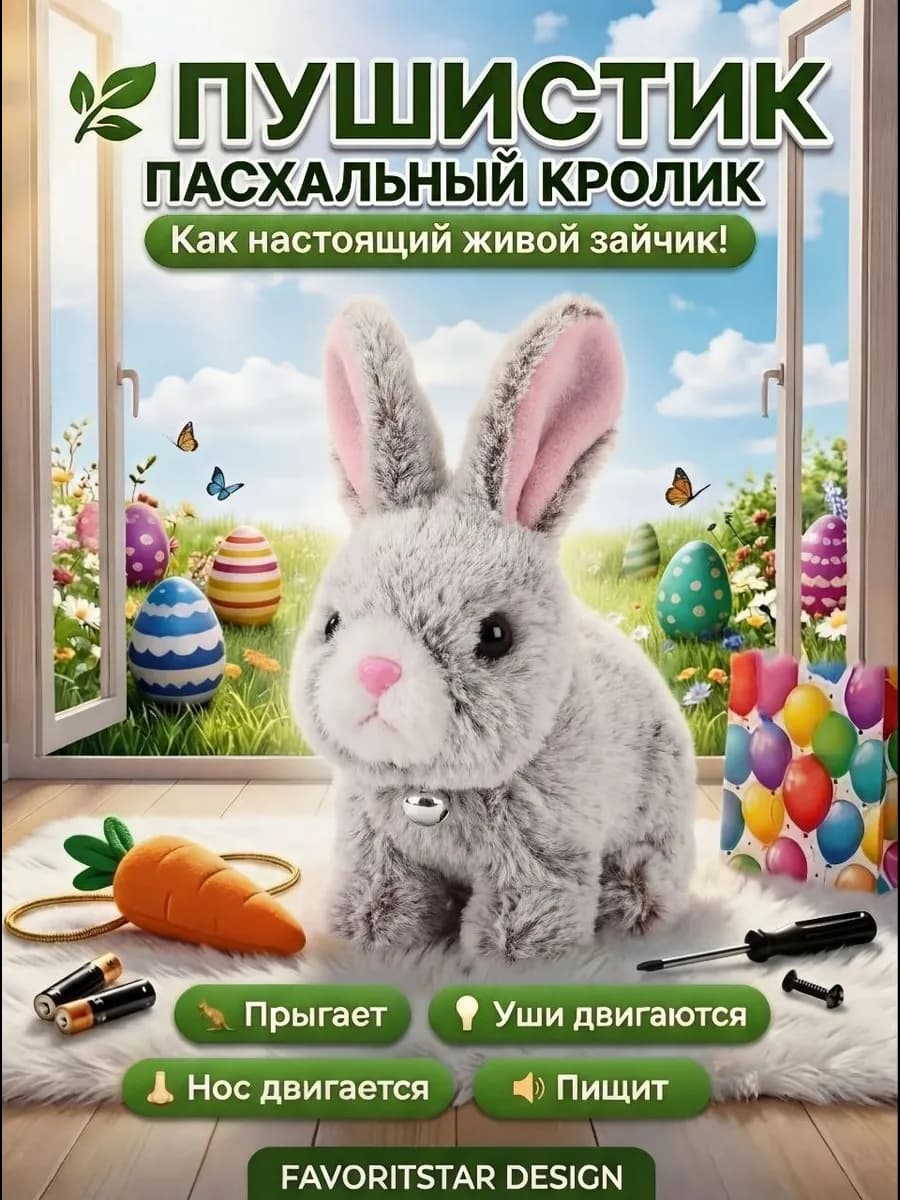 интерактивная игрушка заяц на батарейках