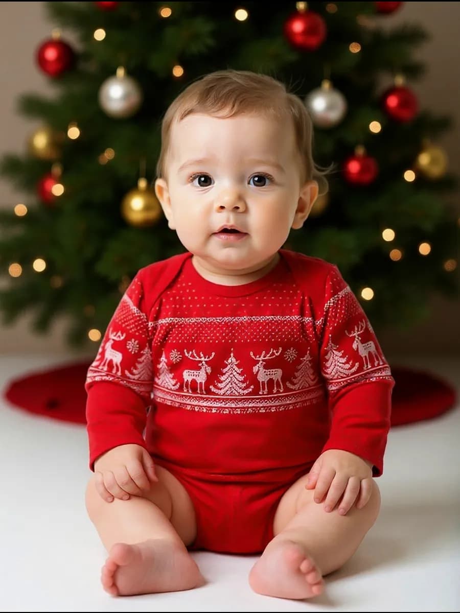 Новогодний боди для новорожденных с длинным рукавом - фото 1