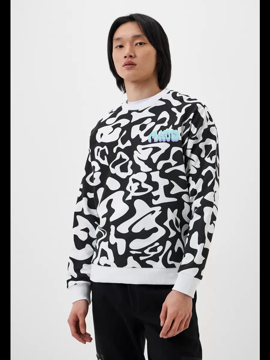 Толстовка хлопковая Oversize Fit белая с принтом