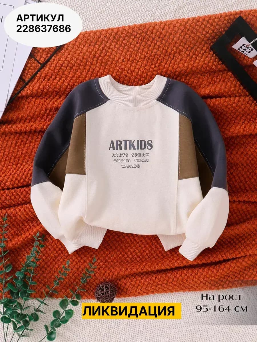 Cвитшот оверсайз с принтом с надписью лонгслив