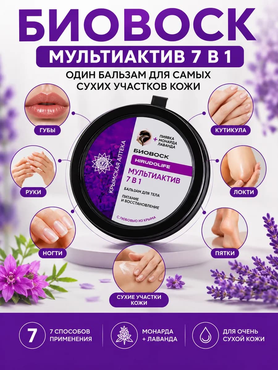 Крем-воск для рук, ног, губ и кутикулы 7в1 с монардой