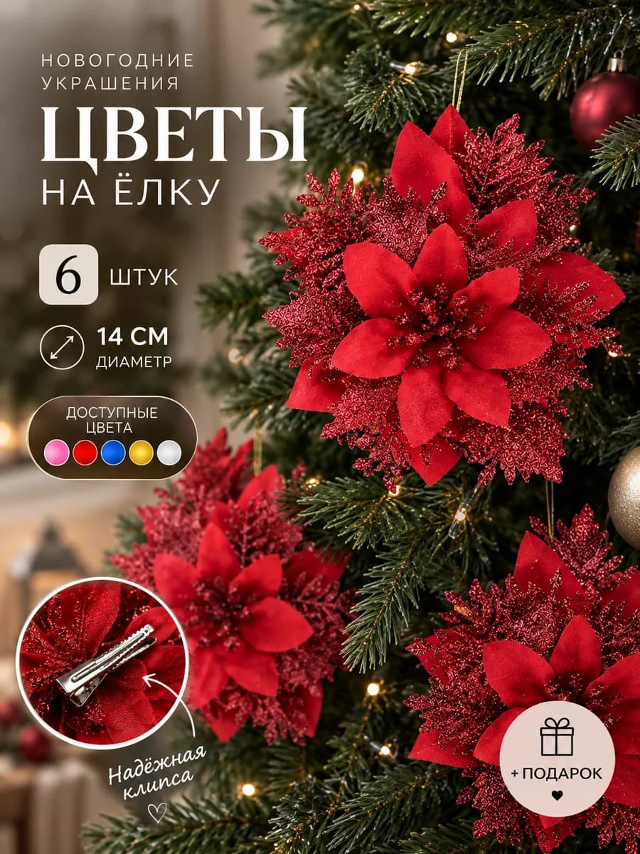 Новогодние игрушки на елку цветы