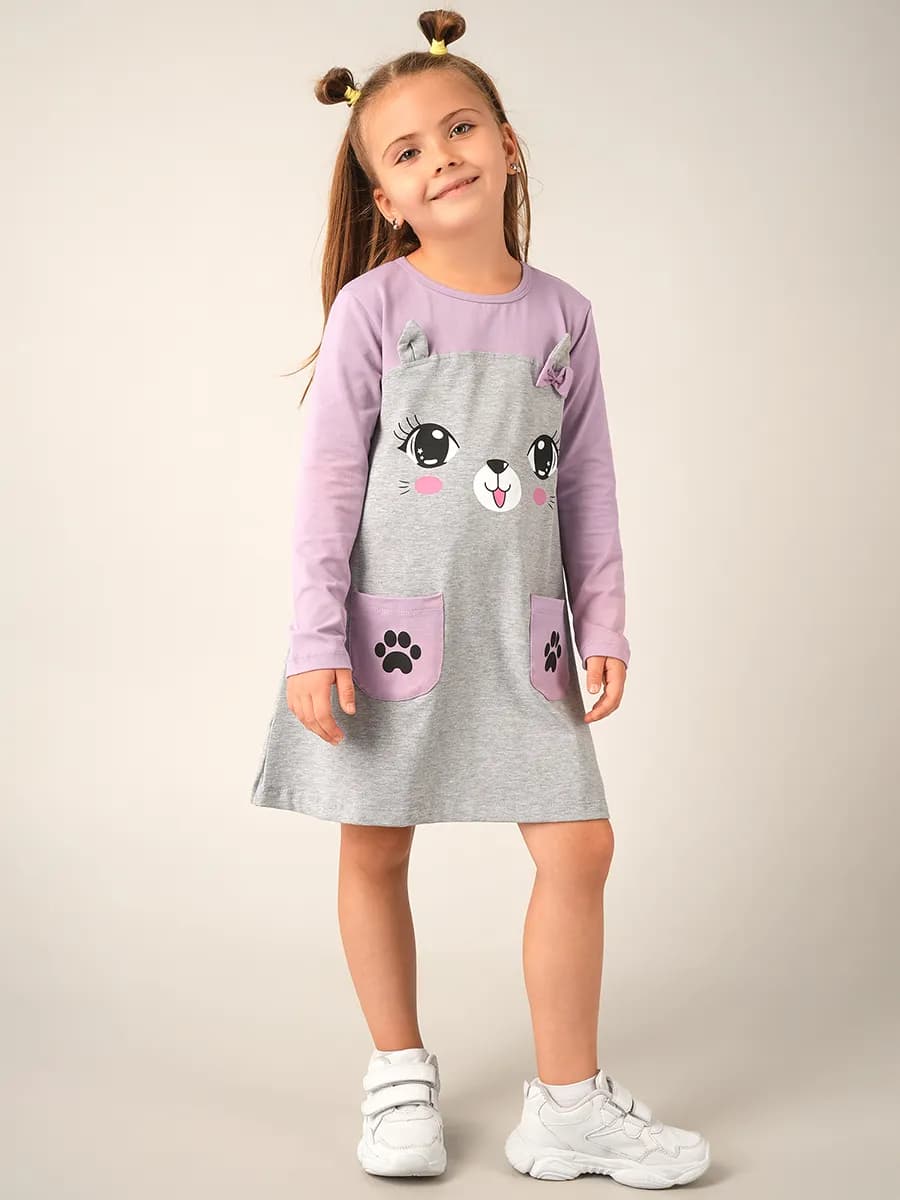 Платье детское с длинным рукавом хлопковое