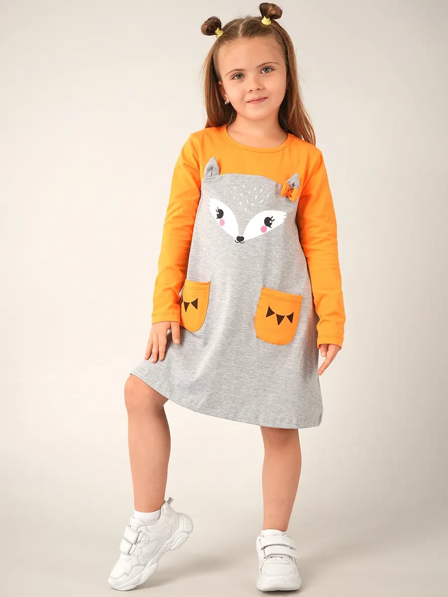 Платье детское с длинным рукавом хлопковое