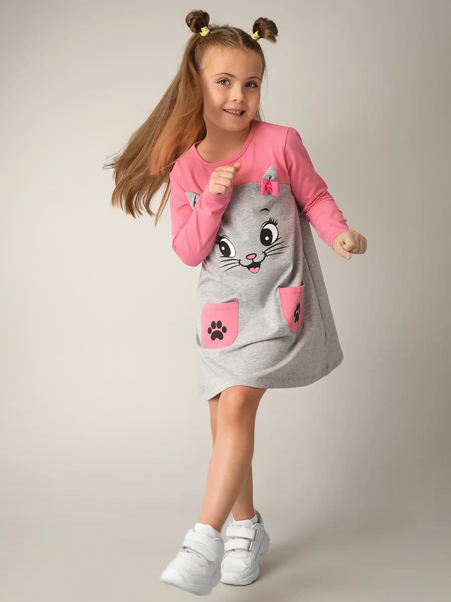 Платье детское с длинным рукавом хлопковое