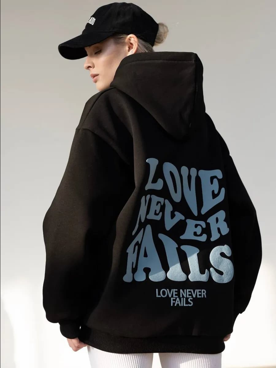 Худи оверсайз теплое с начесом и принтом на спине y2k