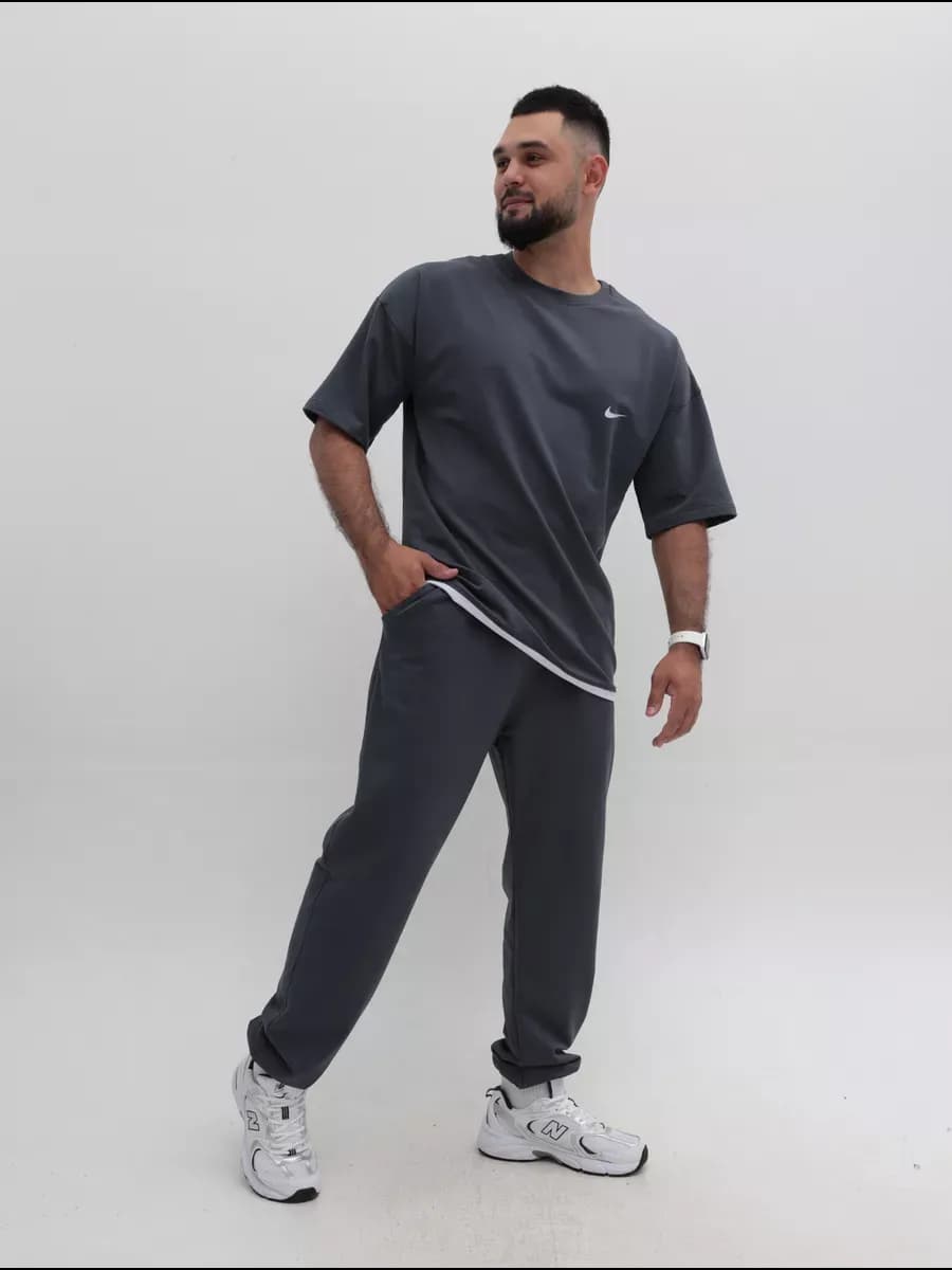 Костюм мужской домашний с футболкой и брюками летний - фото 1