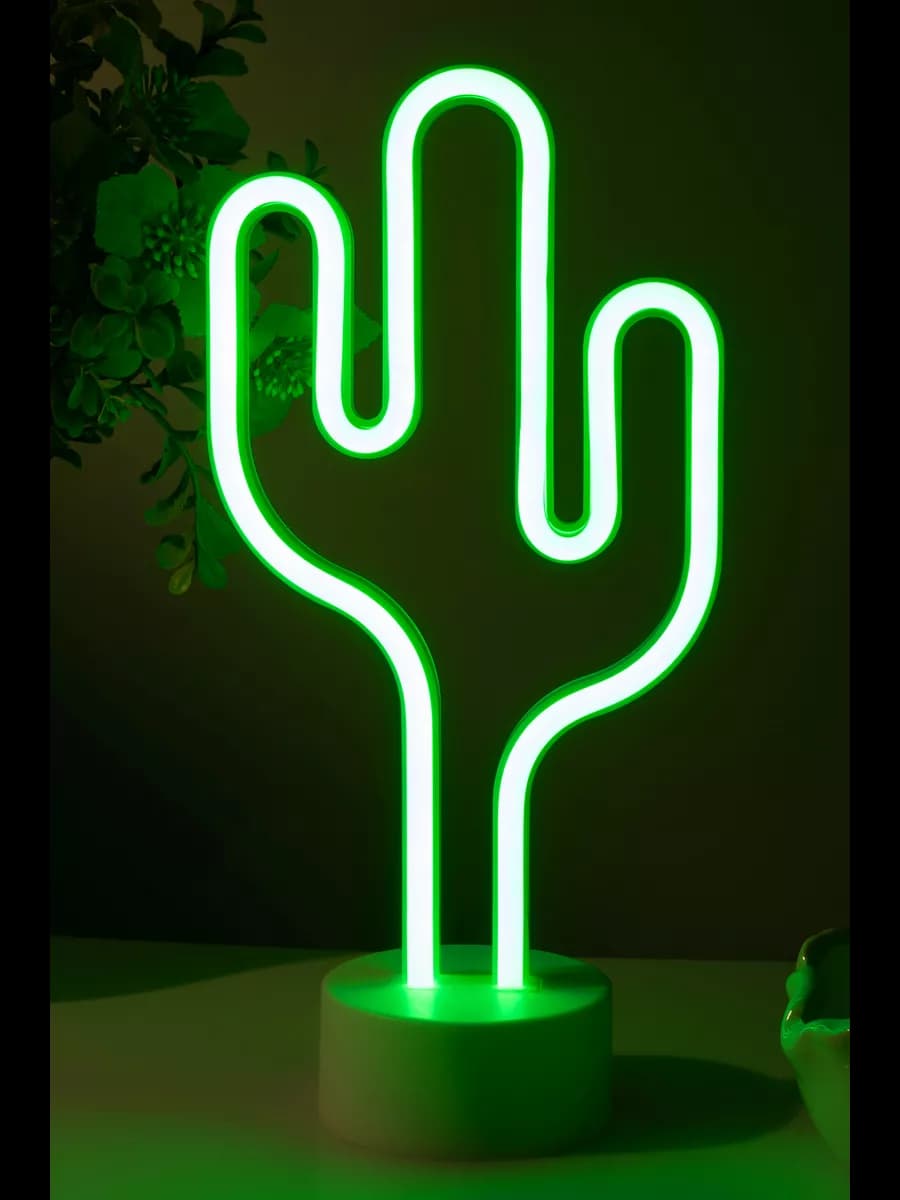 Неоновый кактус светильник ночник 3хАА