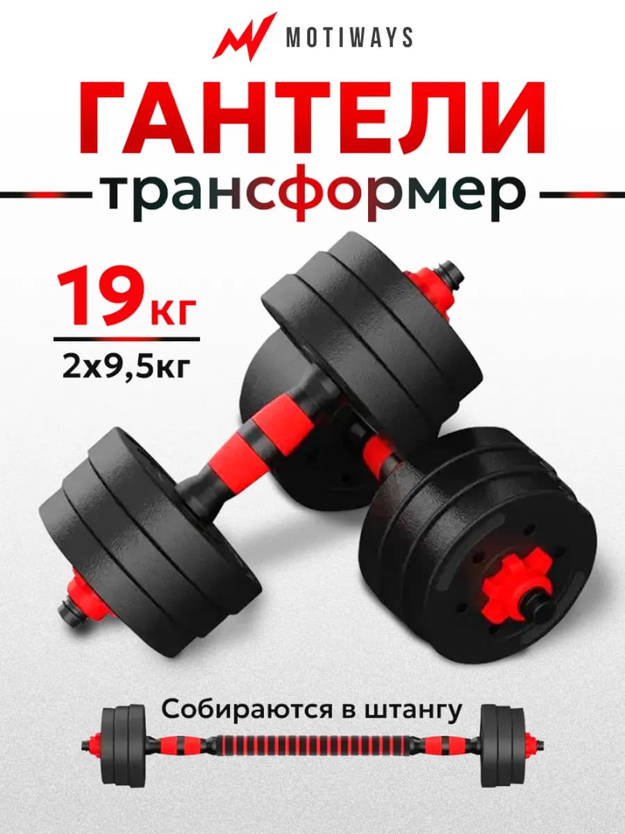 Гантели разборные со штангой Набор 2 шт по 9,5 кг
