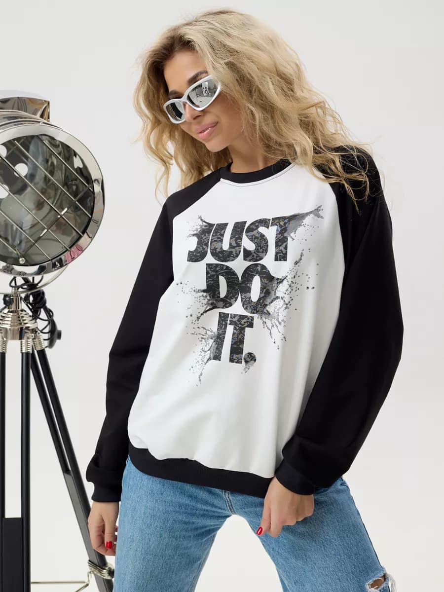 Свитшот оверсайз хлопковый трикотажный