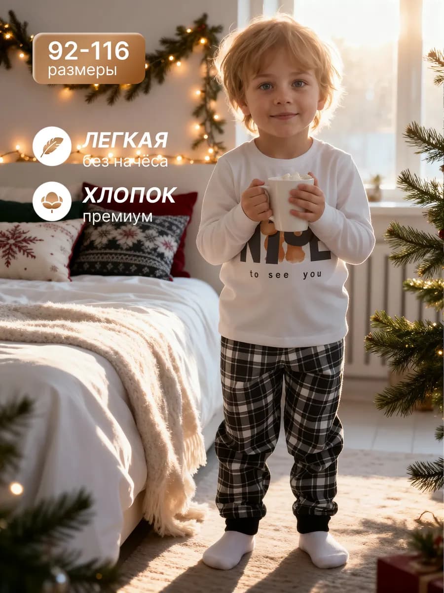Пижама детская костюм со штанами и кофтой