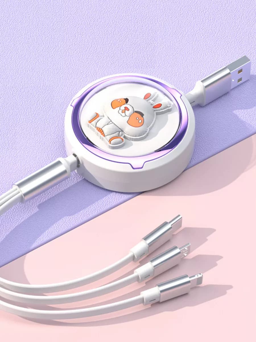 Кабель для зарядки телефона 3 в 1 Type-C Lightning MicroUSB - фото 1