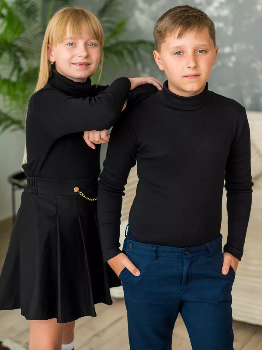 Водолазка в рубчик школьная для детей и подростков хлопок