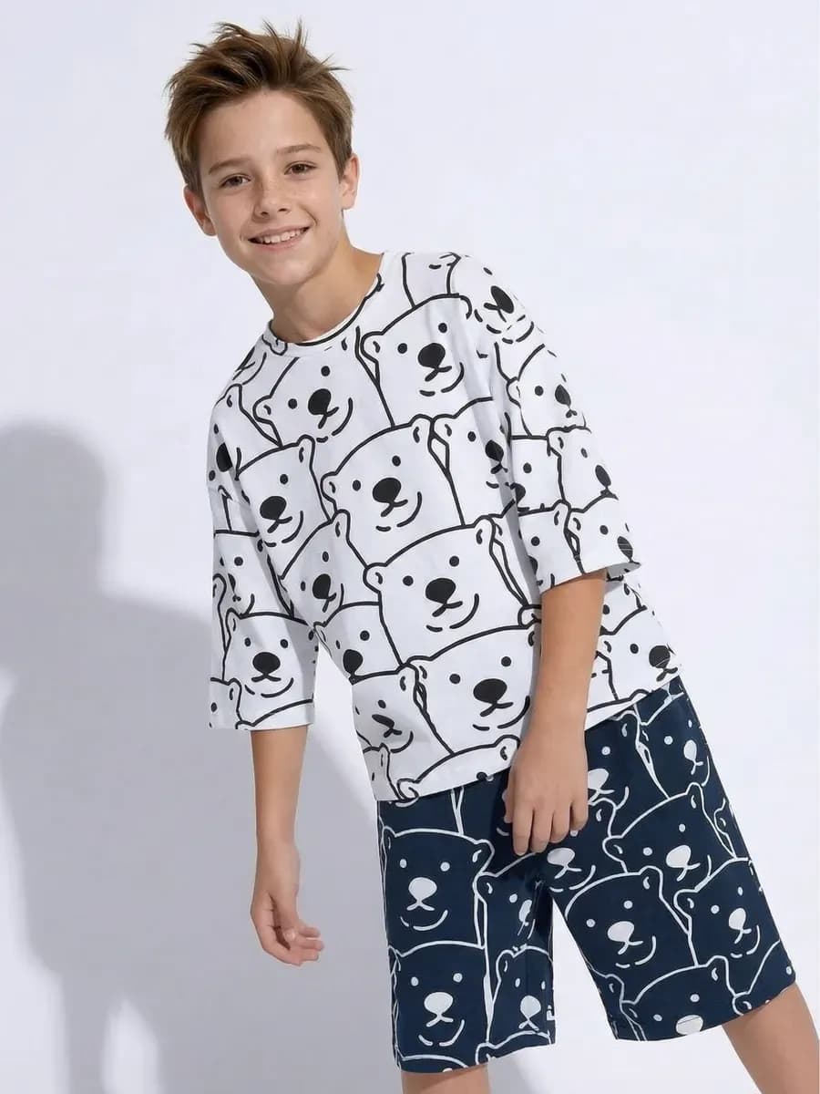 Пижама с шортами оверсайз костюм