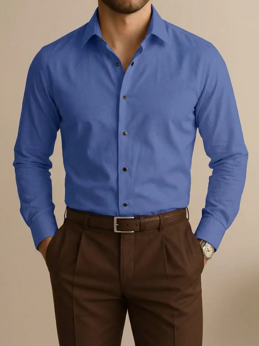 Рубашка классическая c длинным рукавом на кнопках