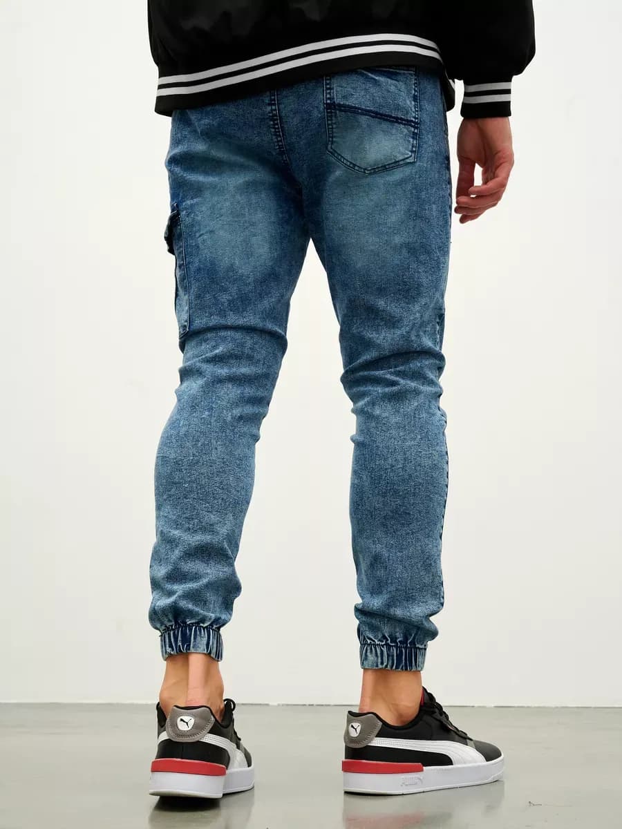 Карго джоггеры джинсовые стрейч варенка - фото 1