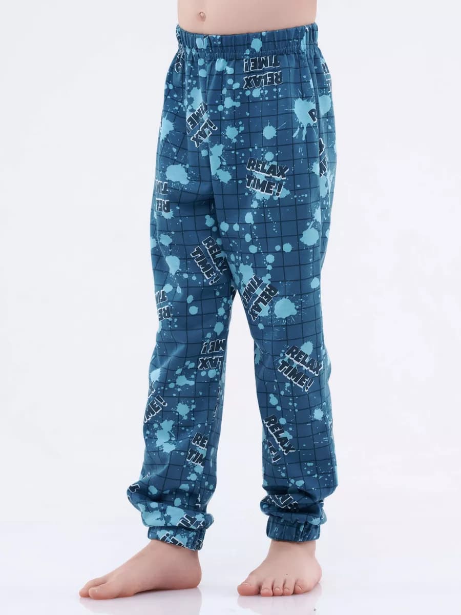 Брюки домашние с манжетами с принтом - фото 1