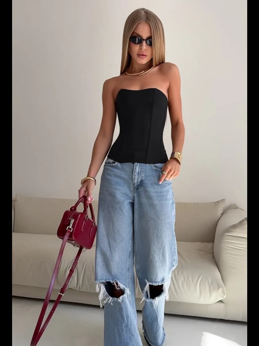 Корсет вечерний черный женский на шнуровке под пиджак