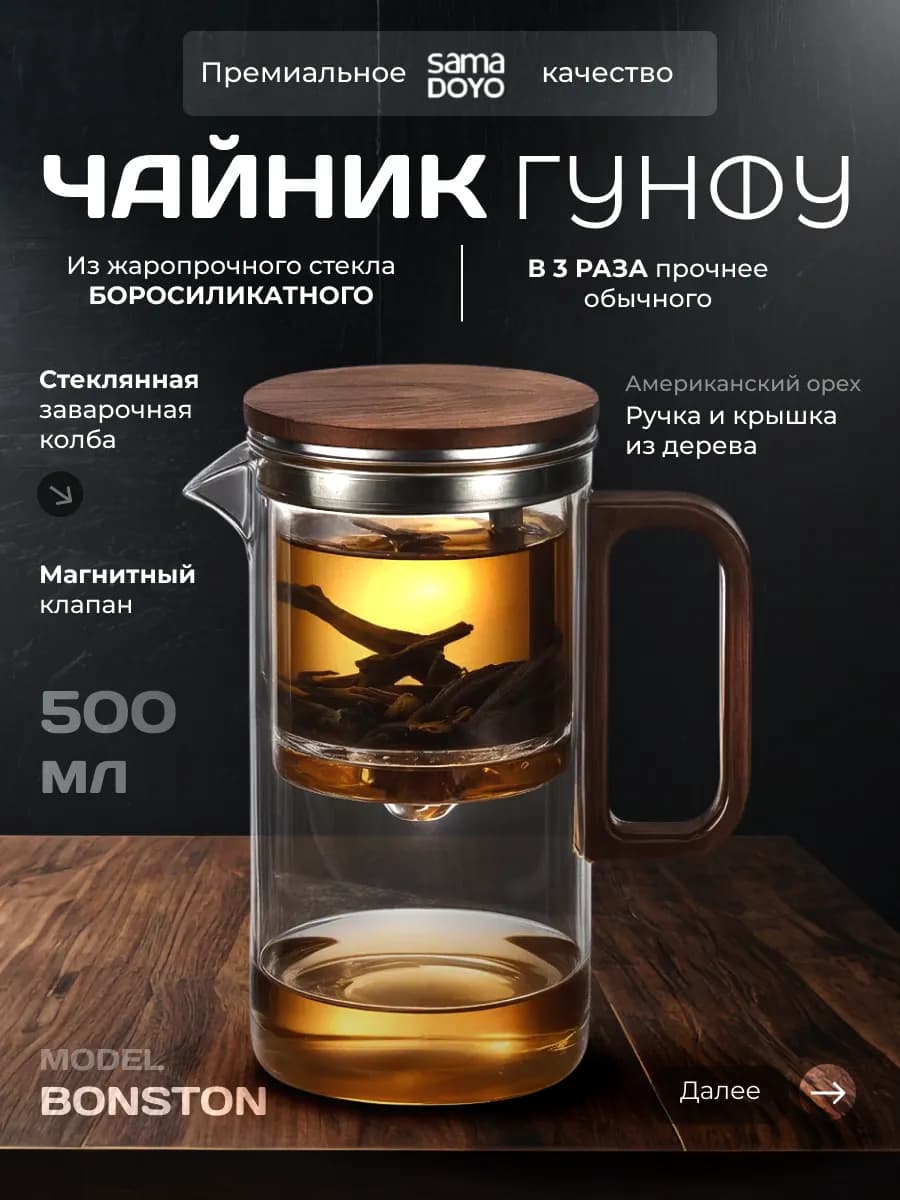 Чайник заварочный стеклянный Типод 500 мл