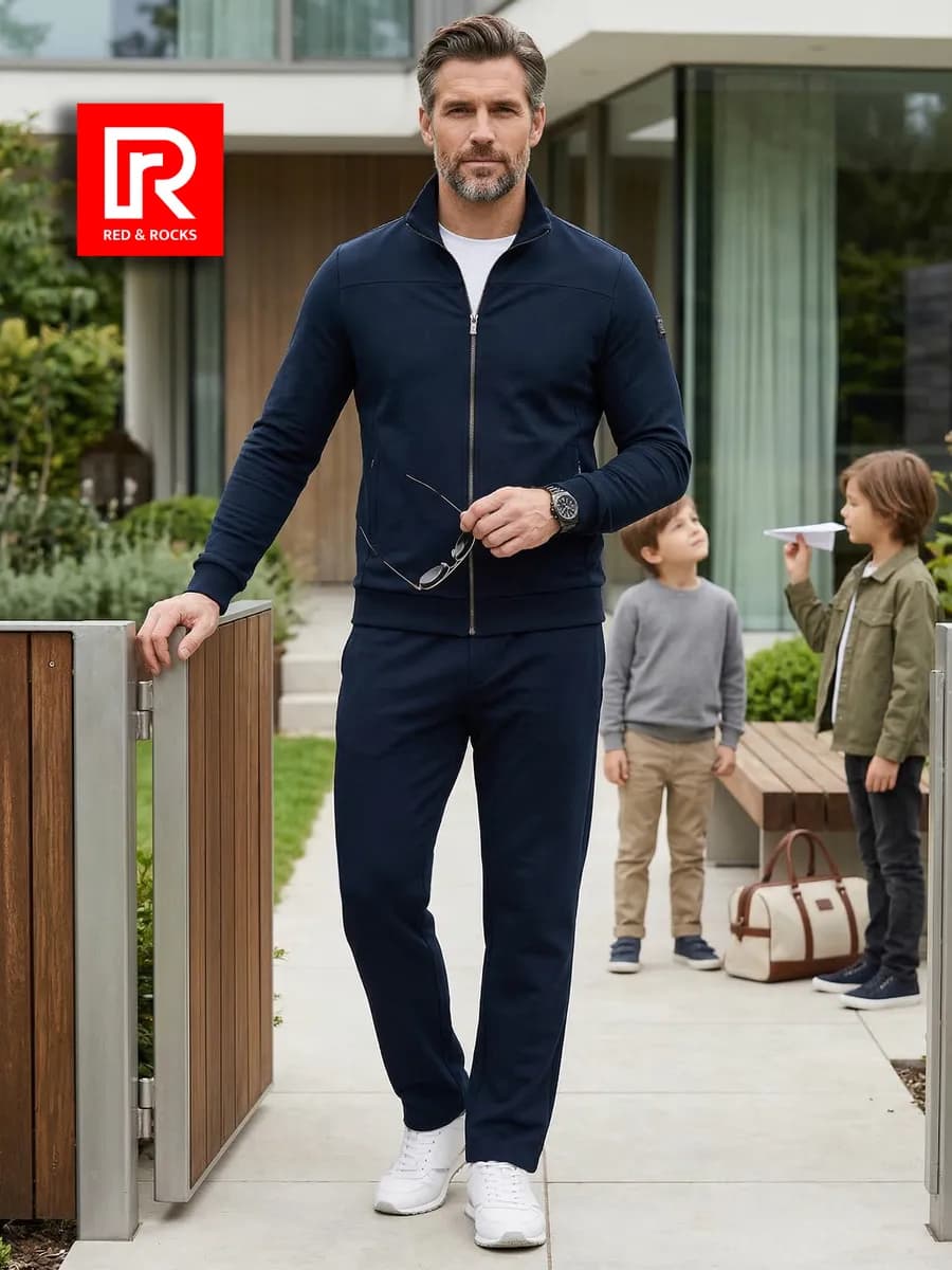 Спортивный костюм с прямыми брюками на молнии - фото 1