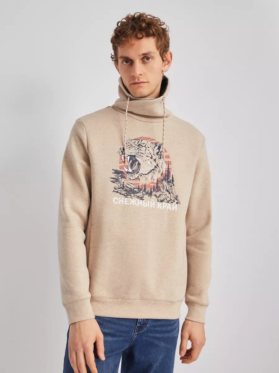 Мужской тёплый худи с воротником хомут