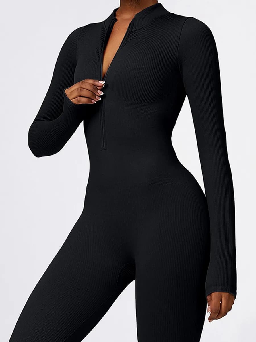 Комбинезон спортивный на молнии в рубчик