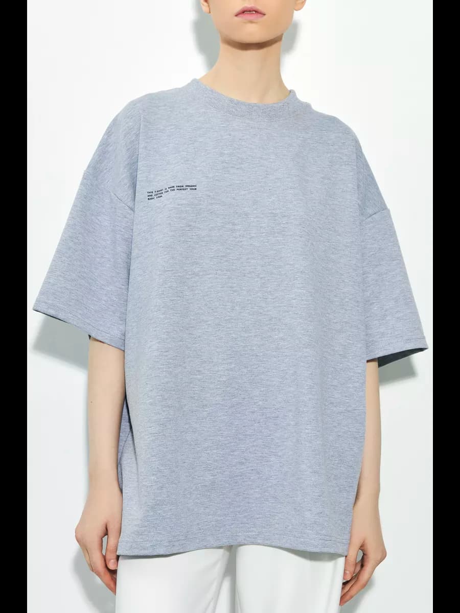 Футболка оверсайз домашняя серая - фото 1