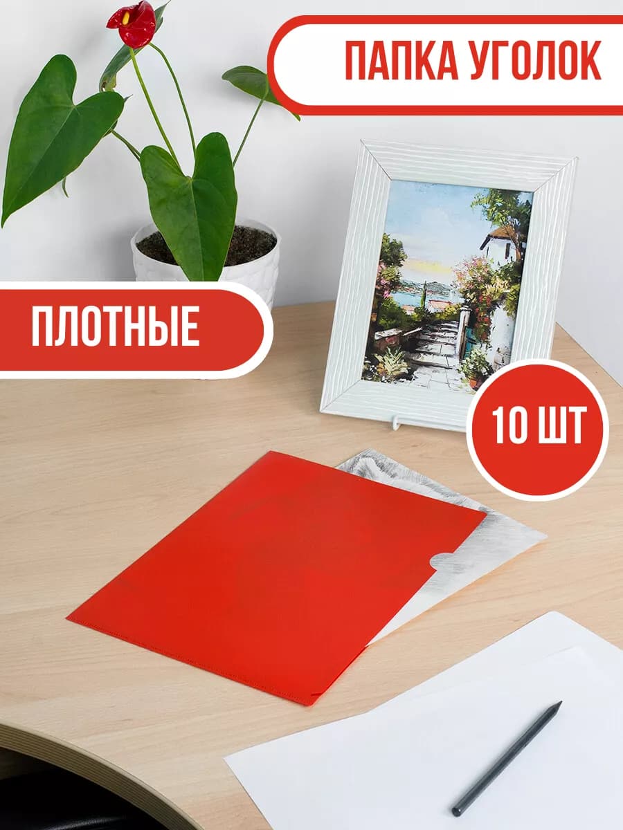 Папка уголок для документов А4 10 шт