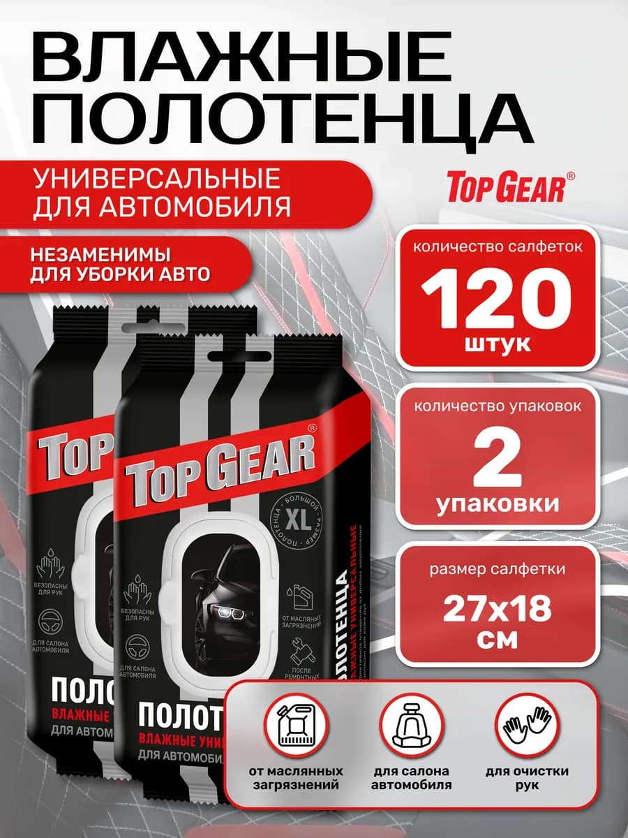 Полотенца влажные в машину для салона, зеркал и рук 120шт