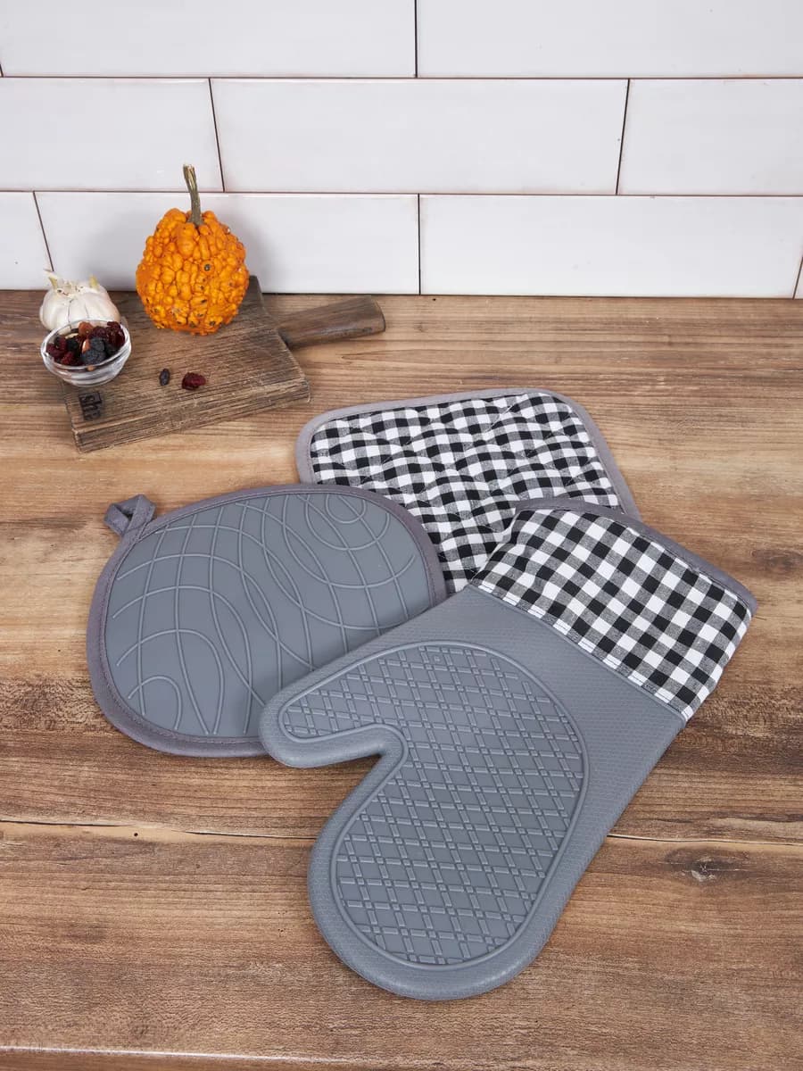 Прихватки кухонные набор, силиконовая рукавица для кухни