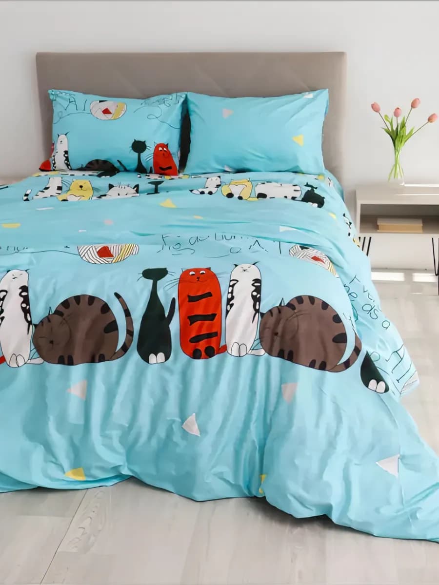 Постельное белье 1,5 спальное с котами