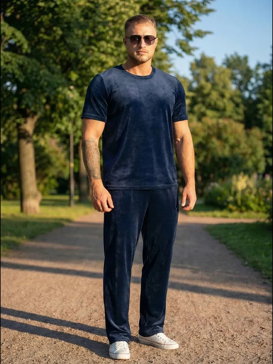 Велюровый домашний костюм с брюками большие размеры