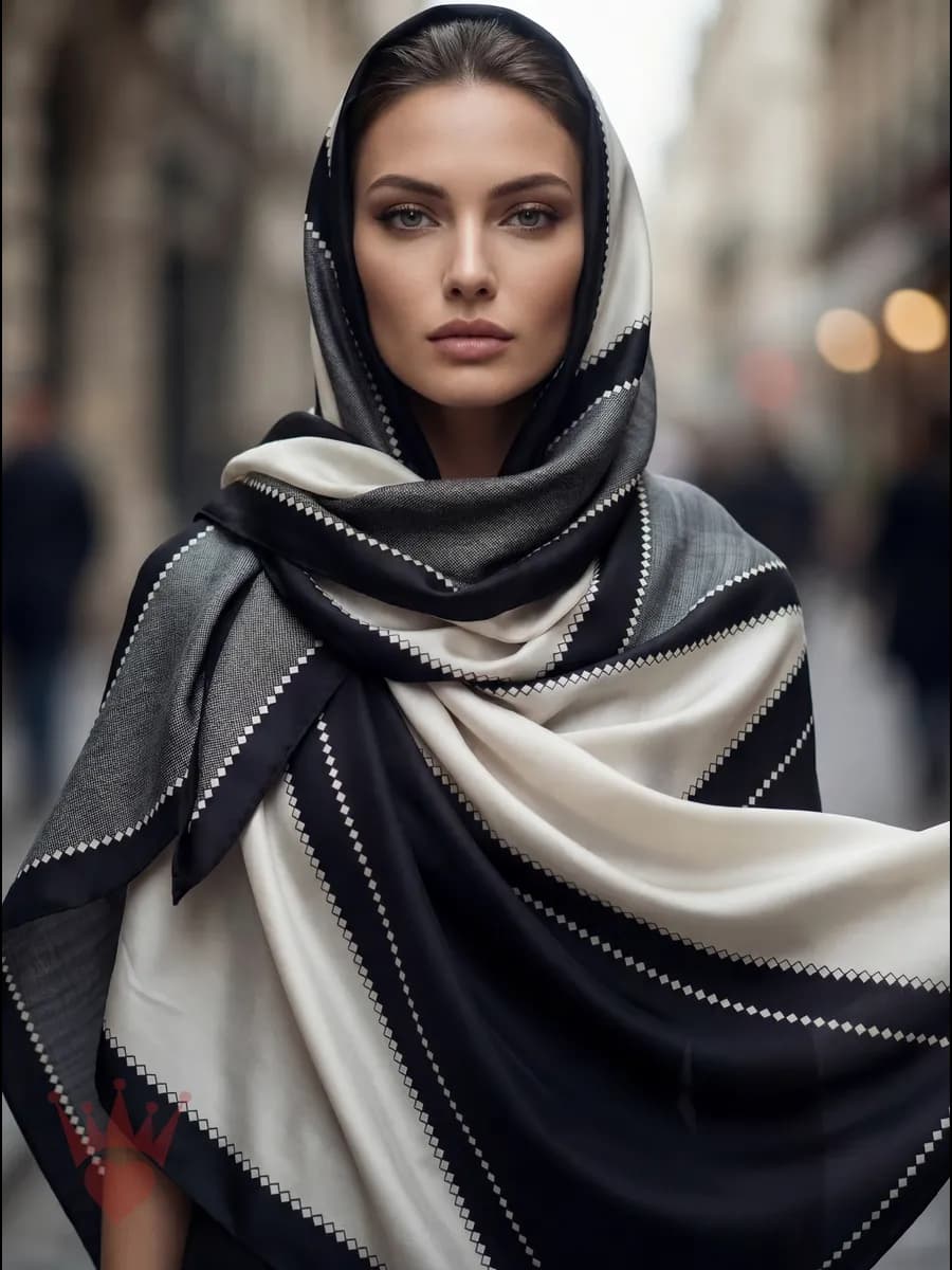 Шарф весенний легкий палантин шелковый платок на голову шею