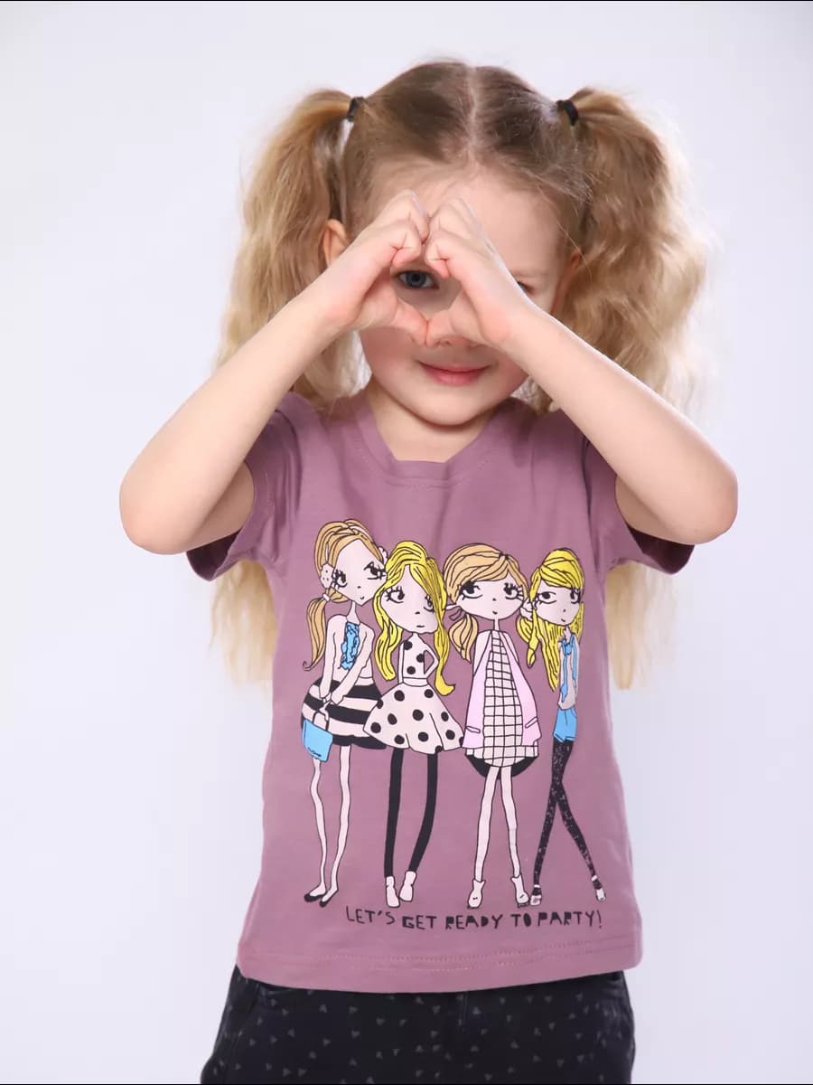 Футболка детская с принтом для девочки летняя хлопок