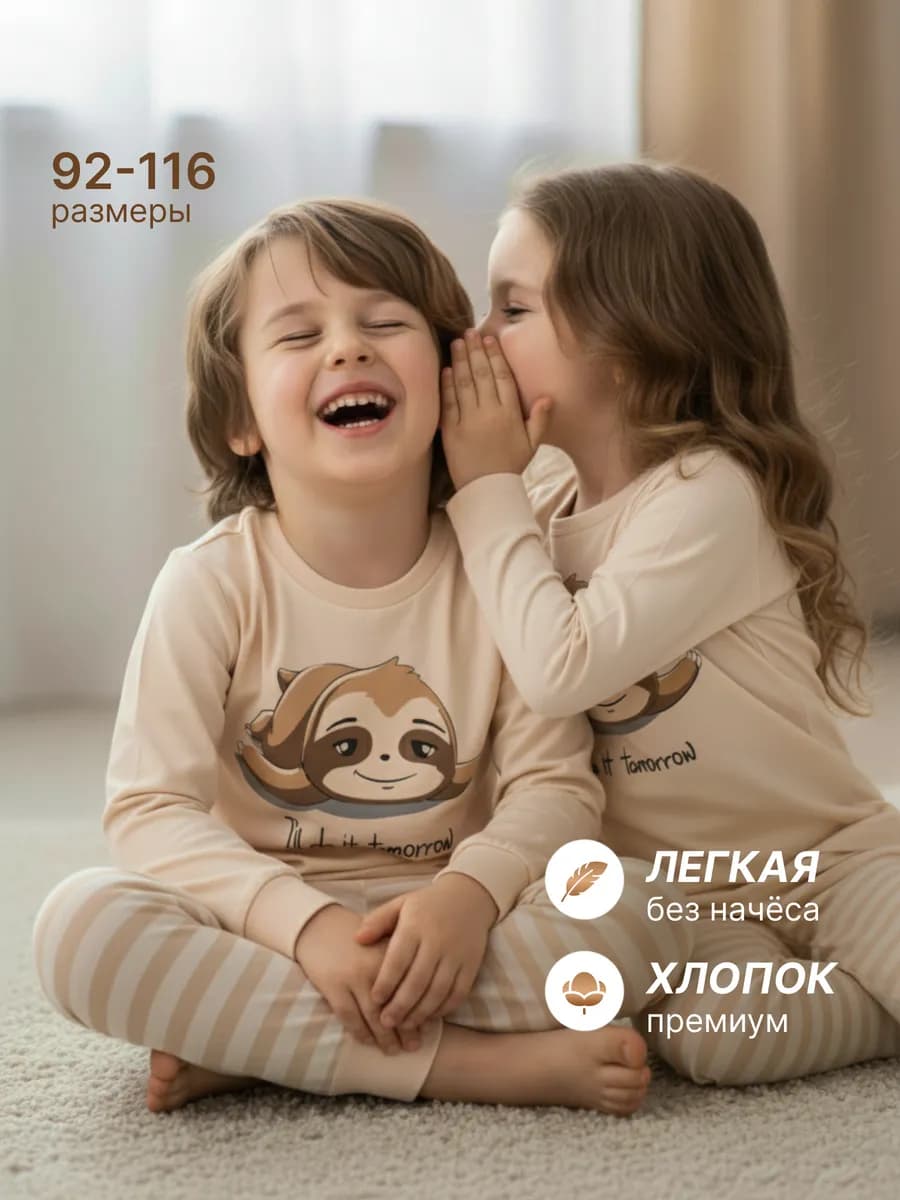 Пижама детская трикотажная со штанами домашний костюм