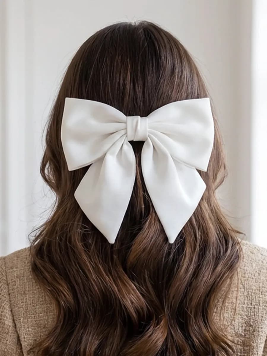 Бант для волос на заколке большой в школу