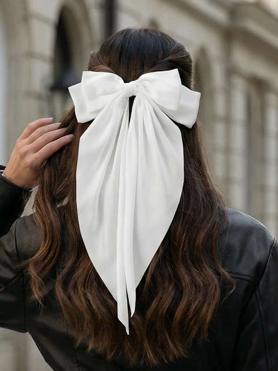 Бант для волос на заколке большой школьный