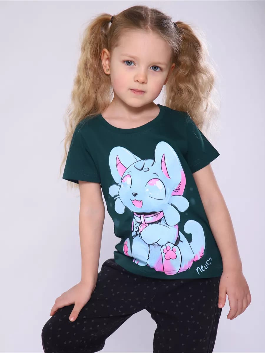Футболка детская с принтом для девочки летняя хлопок