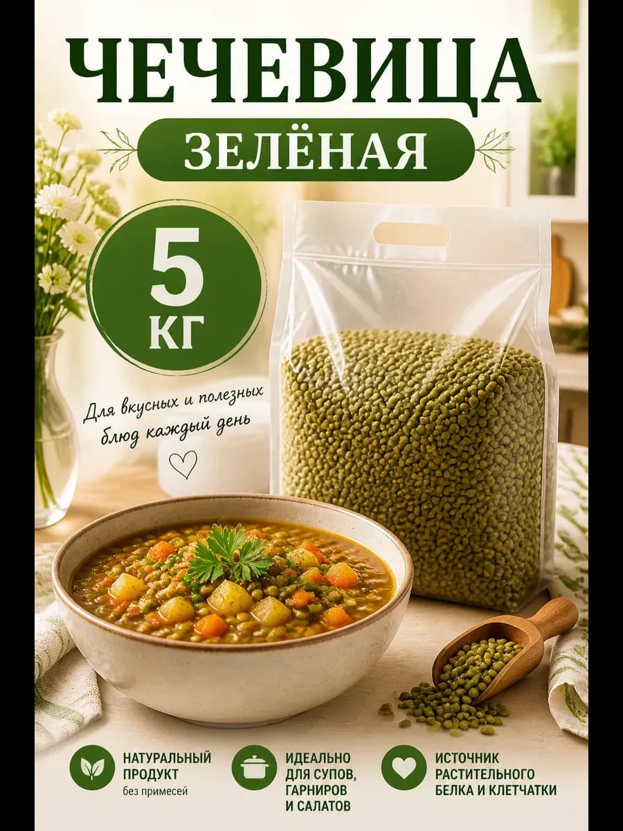Чечевица зеленая 5 кг