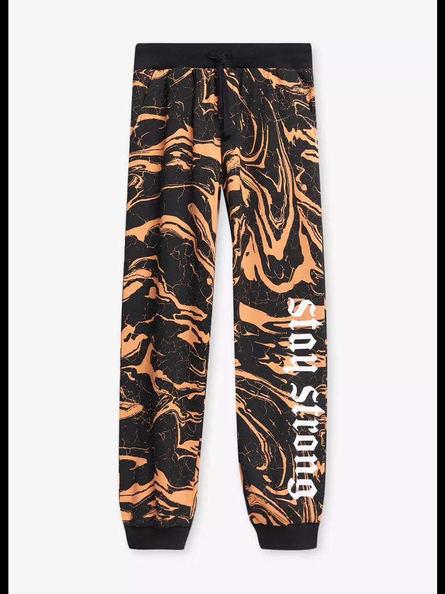 Брюки-джоггеры черные хлопковые с принтом